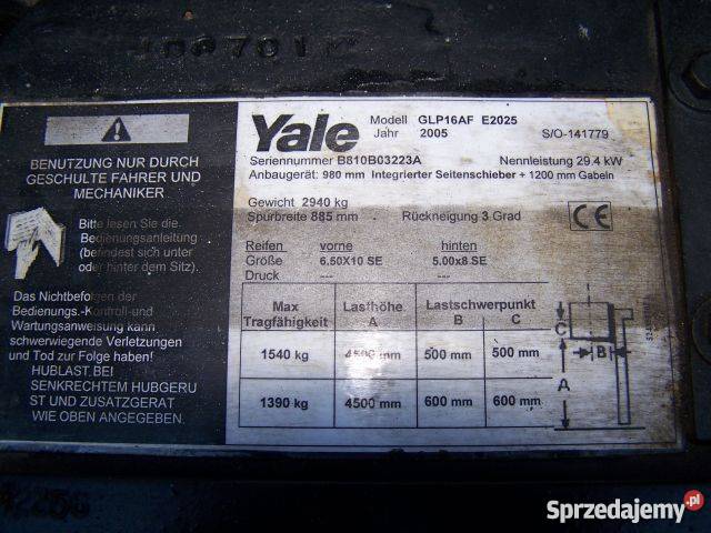 Wózek widlowy Yale GLP 16AF Wózki widłowe Pabianice