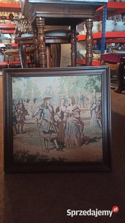 Gobelin w ramach obraz Scena dworska Haft Gdańsk sprzedam