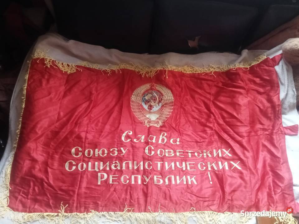 Stary Sztandar Chorągiew Flaga byłe ZSRR l 50te Grójec