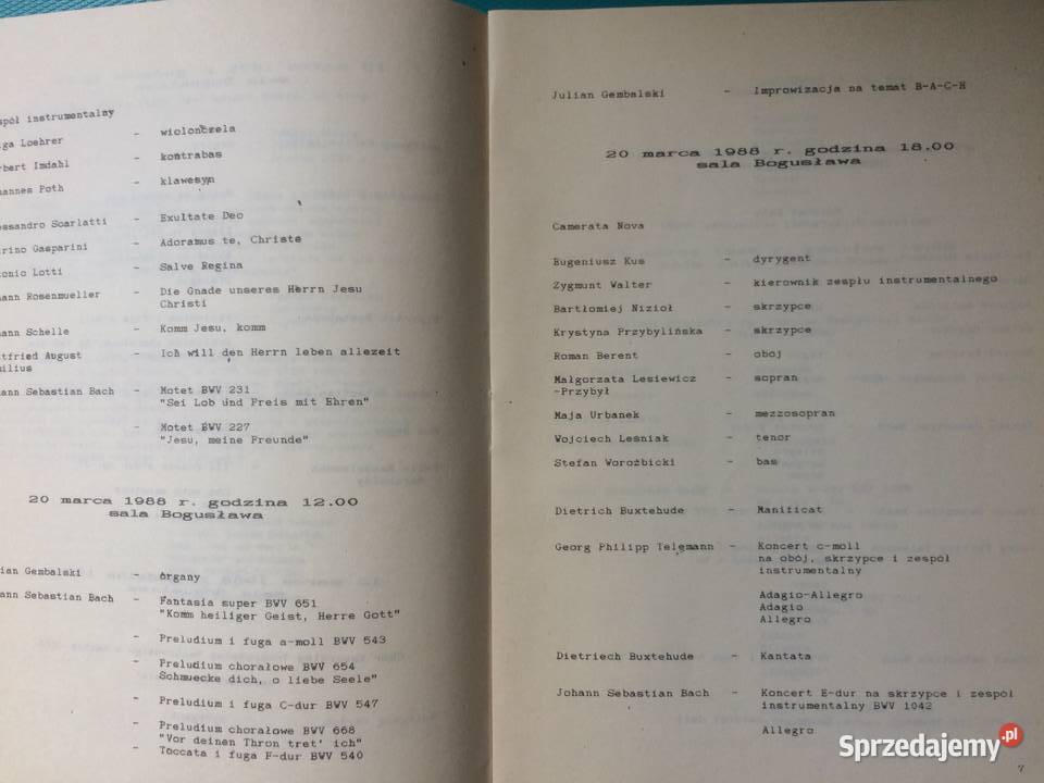 3407 Dni Muzyki Bachowskiej 1988 sprzedam