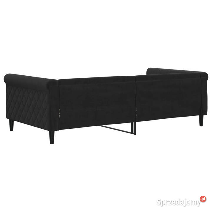 Sofa z funkcją spania czarna obita aksamitem 110cm mazowieckie Warszawa
