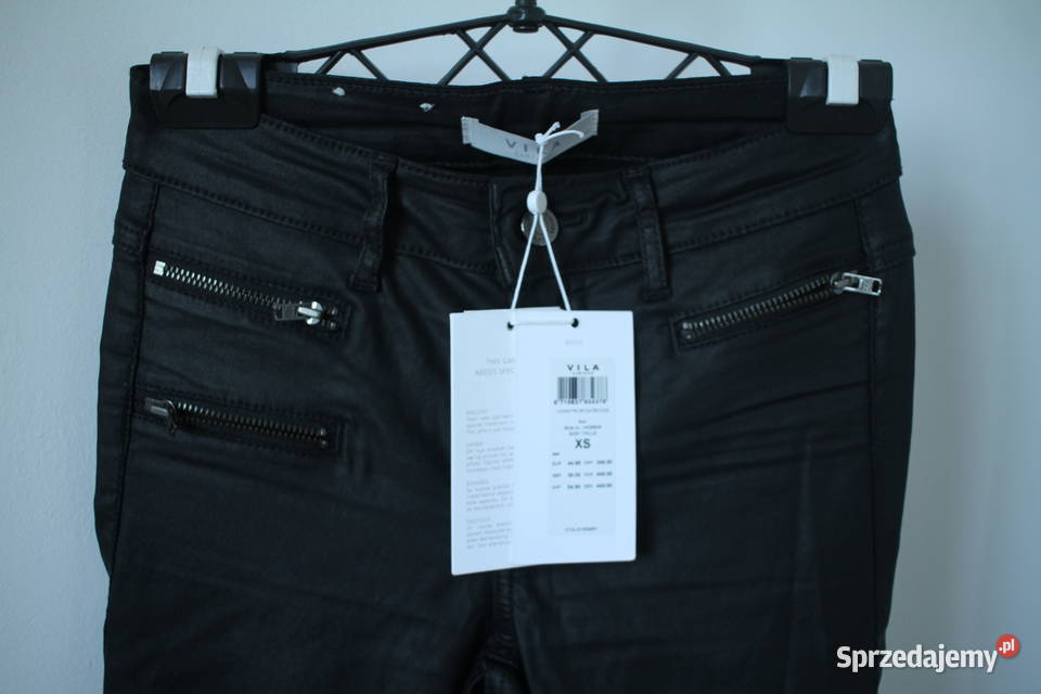 czarne spodnie VILA xs 34 zamki rurki woskowane Vila Toruń sprzedam