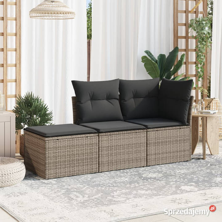 3częściowa sofa do ogrodu z poduszkami szara Warszawa