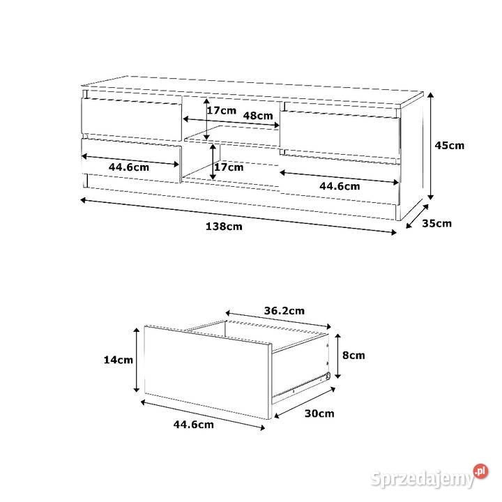 Szafka Rtv Nowoczesna 4 Szuflady 138 Stolik warmińsko-mazurskie Elbląg