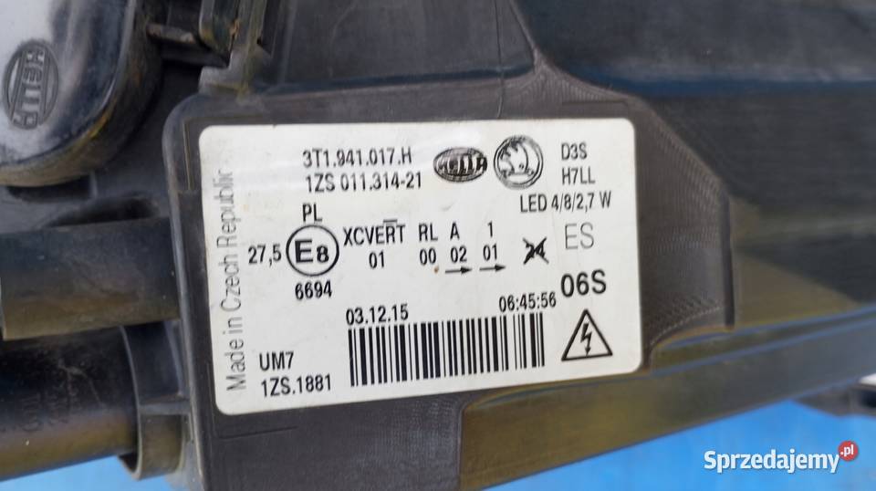 LAMPA LEWY PRZÓD EU 3T1941017H XENON SKRĘTNY Nowy Tomyśl
