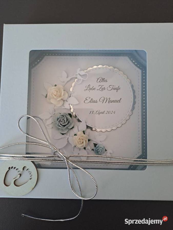 Kartka w pudelku z okazji chrztu Strzebiń