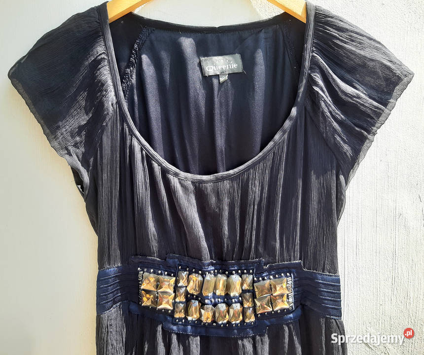 Jedwabna francuska sukienka mała czarna Queenie