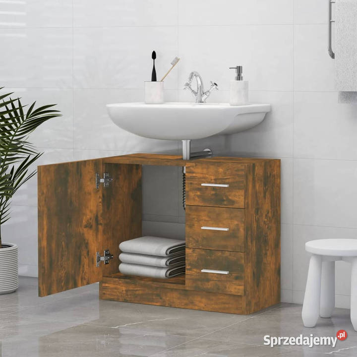 Szafka pod umywalkę przydymiony dąb 63x30x54