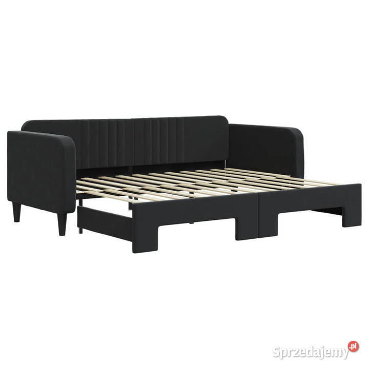 Sofa rozsuwana czarna aksamit 90x200 WM3197067 75cm Warszawa