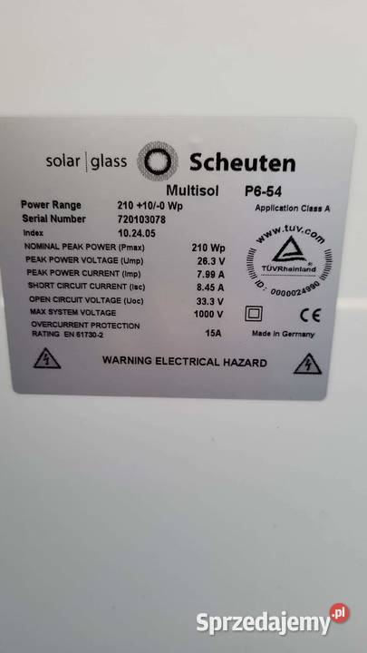 Panele fotowoltaiczne niemiecke 210W 30 Ciechocinek sprzedam