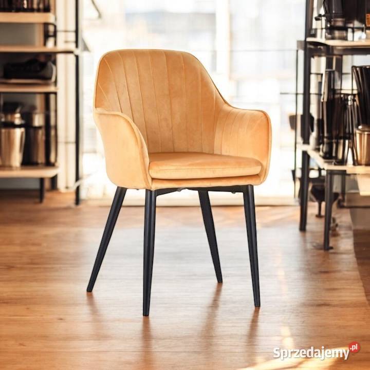 Miodowe Krzesło Tapicerowane Alva Wysyłka 24H