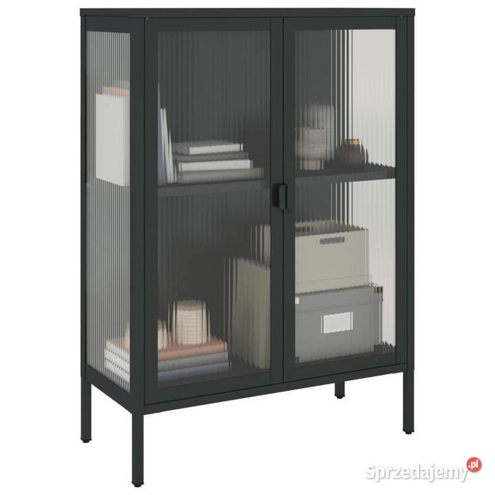 Szafka czarna 75x35x105 szkło i stal WM353003 Warszawa
