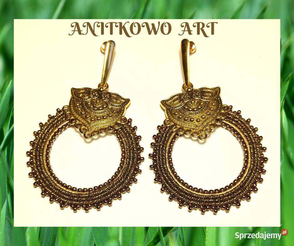 KOLCZYKI KOŁA Z FILIGRANEM SUTASZ stare złoto Warszawa sprzedam
