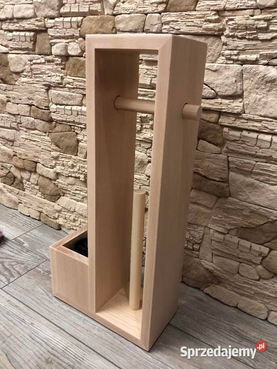 Drewniany stojak do łazienki na papier toaletowy Dębica