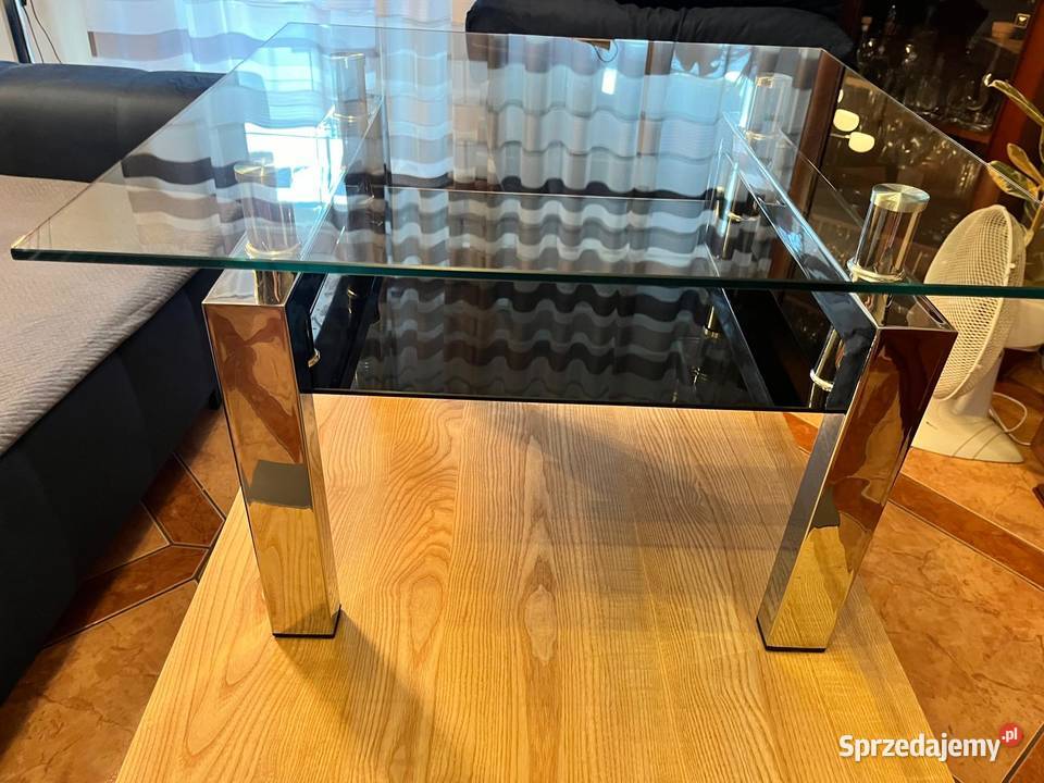 Stolik kawowy Bert 70x70x44 szklany blat chrom Stoliki kawowe i ławy