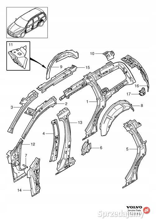 VOLVO V70 XC70 poszycie prawy slupek D OE dolnośląskie Bielany Wrocławskie