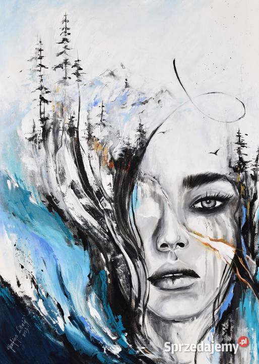 Obraz abstrakcja kobieta góry portret nowoczesny Warszawa