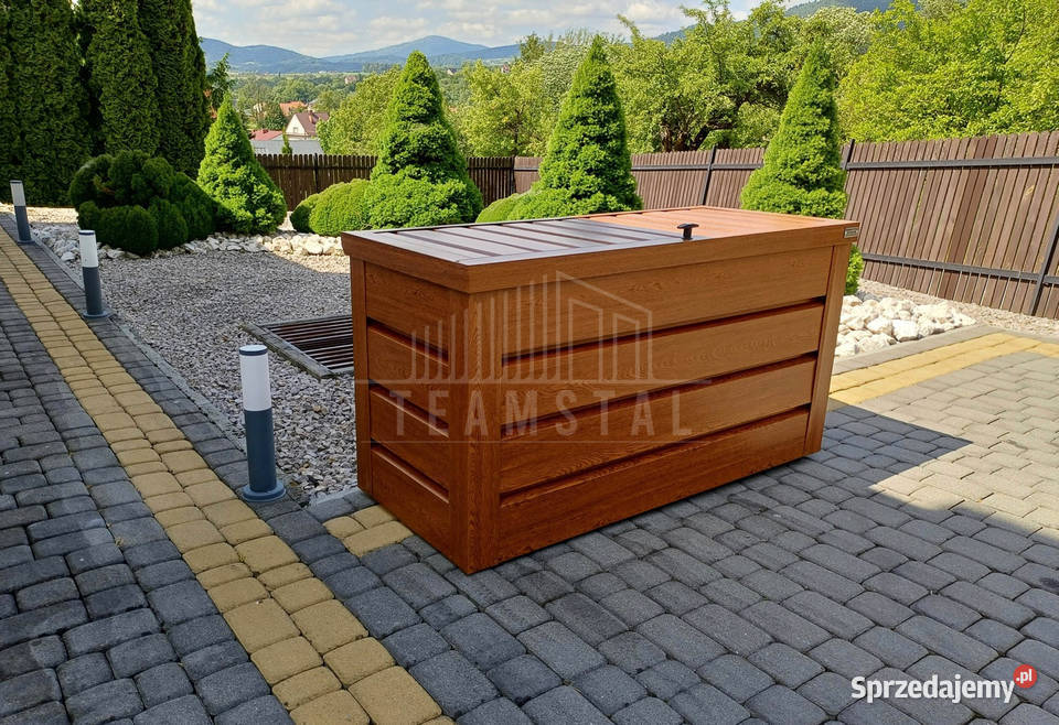 Skrzynia ogrodowa metalowa kufer 150x60x70 złoty Altany i wiaty Łuków