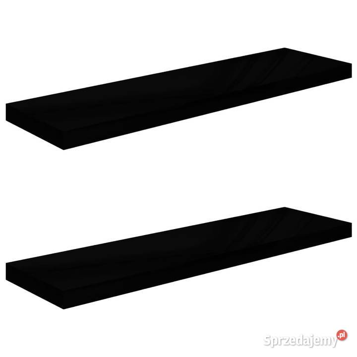 Półki ścienne 2 wysoki połysk czarne 90x235x38