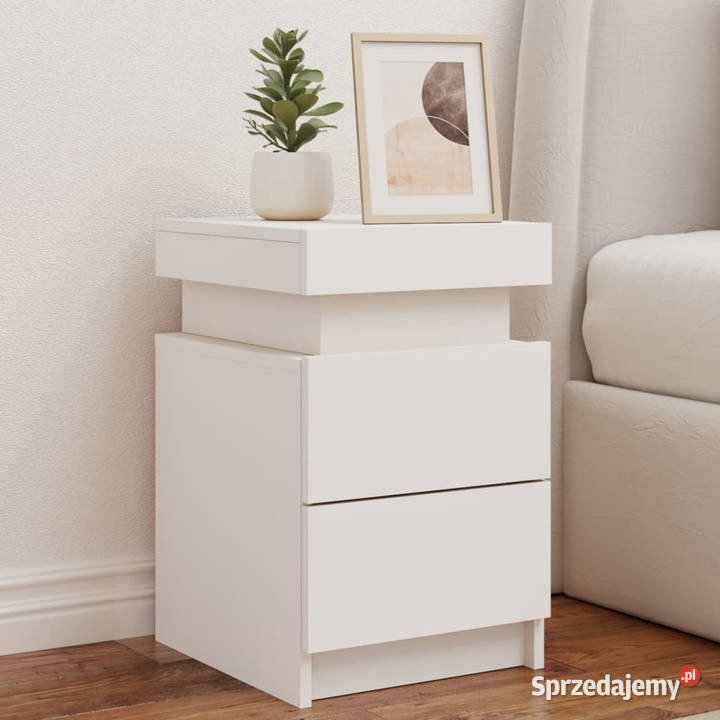 Szafki nocne z oświetleniem LED 2 białe 35x39x55 Warszawa