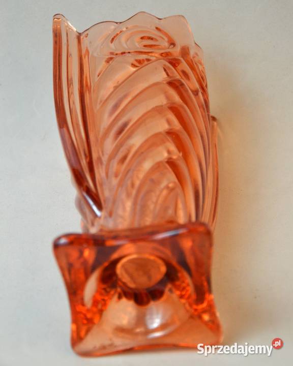 Wazon art deco sowa huta szkła Niemen skrzydlak