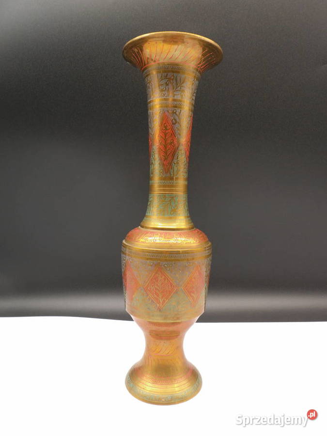 Mosiężny wazon indyjski bogato zdobiony Raszków