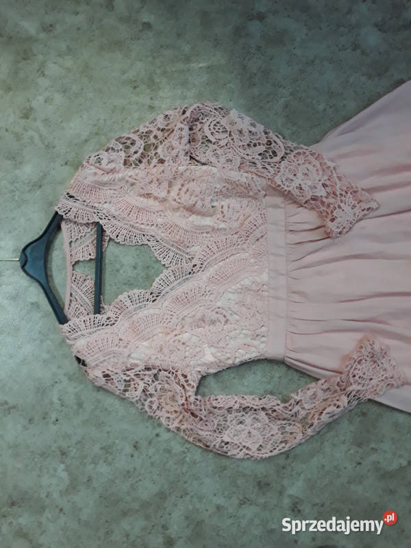 Sukienka długa jasnoróżowa szyfonowa wieczorowa Sosnowiec sprzedam