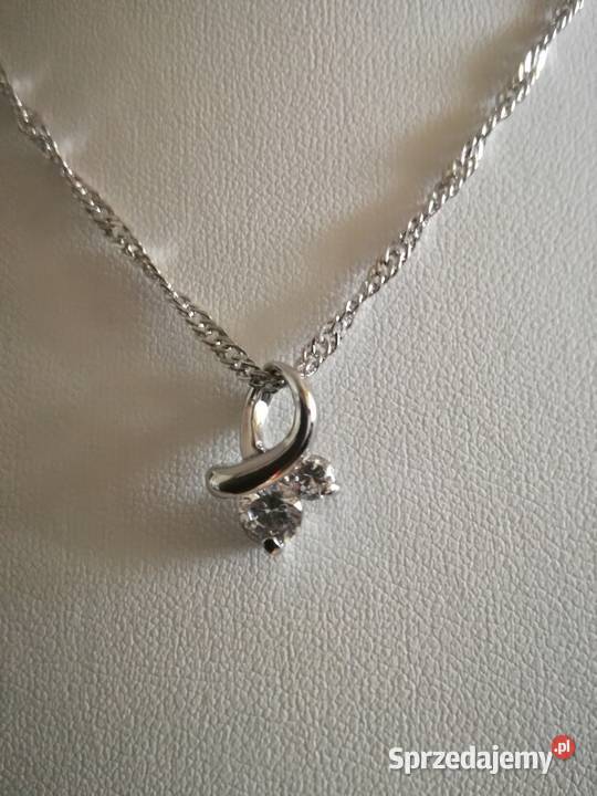 Naszyjnik z wiśiorkiem z cyrkoniami posrebrzane lubelskie Lublin