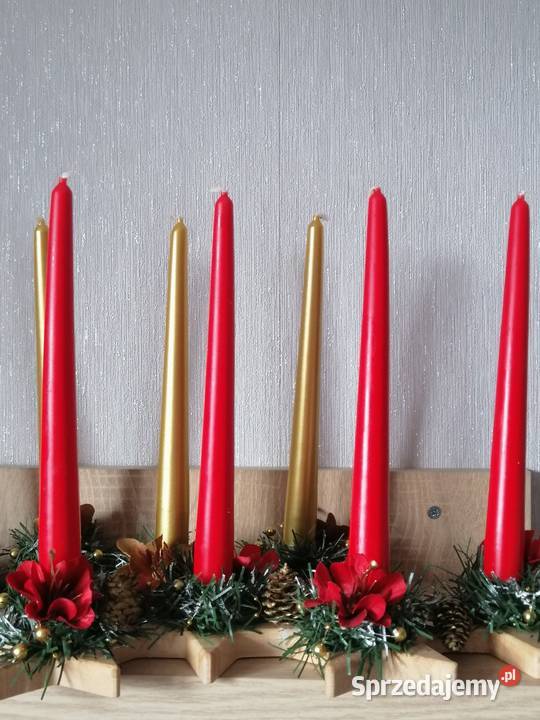Adwentnik stroik świąteczny Dekoracja stołu czerwony Katowice