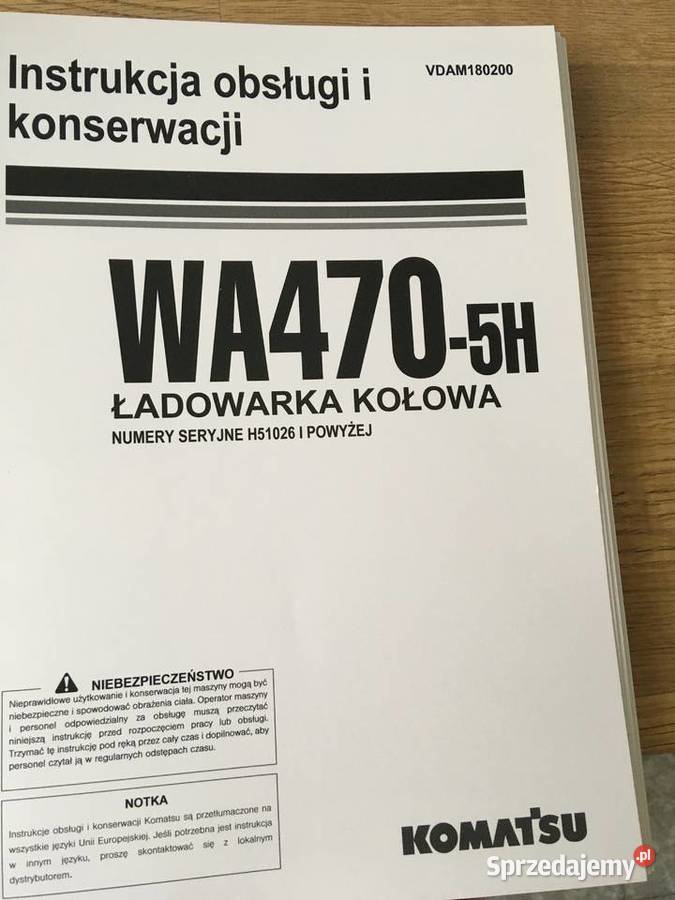 dtr instrukcja obsługi ładowarka komatsu wa4705h Szczecin