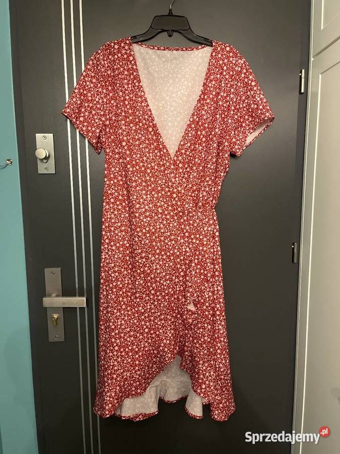 Shein sukienka modny wzór kwiaty floral hit 44 czerwony