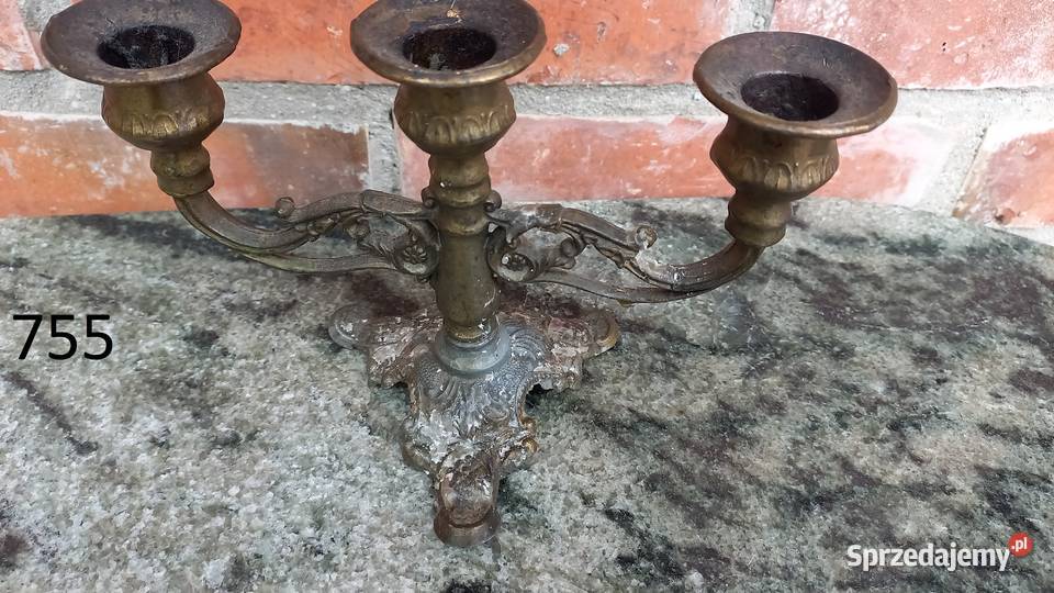 Świecznik mosiężny metalowy na 3 świeczki 755 Świeczniki Gawroniec