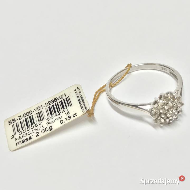 Złoty PIERŚCIONEK 14K z DIAMENTAMI 019ct YES cud Warszawa