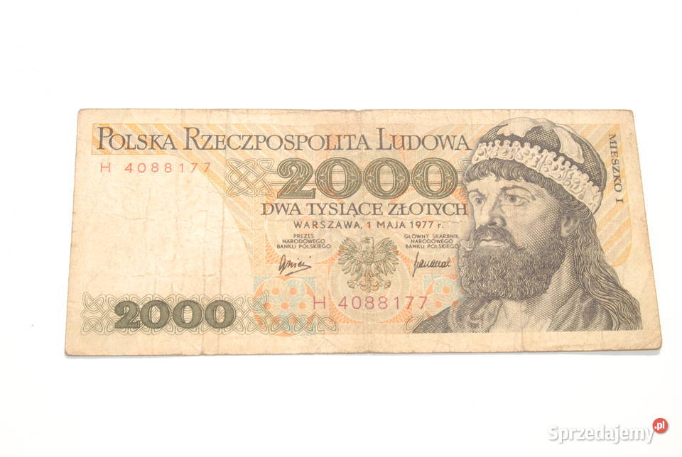 Stary banknot 2000 złotych Mieszko I 1977 antyk śląskie Cieszyn sprzedam