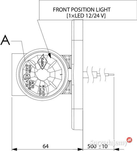 Lampa obrysowa LED 0714W 1224V biała Oświetlenie Kamionna