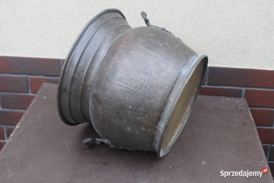 stary mosiężny garnek Pozostałe wielkopolskie Kalisz