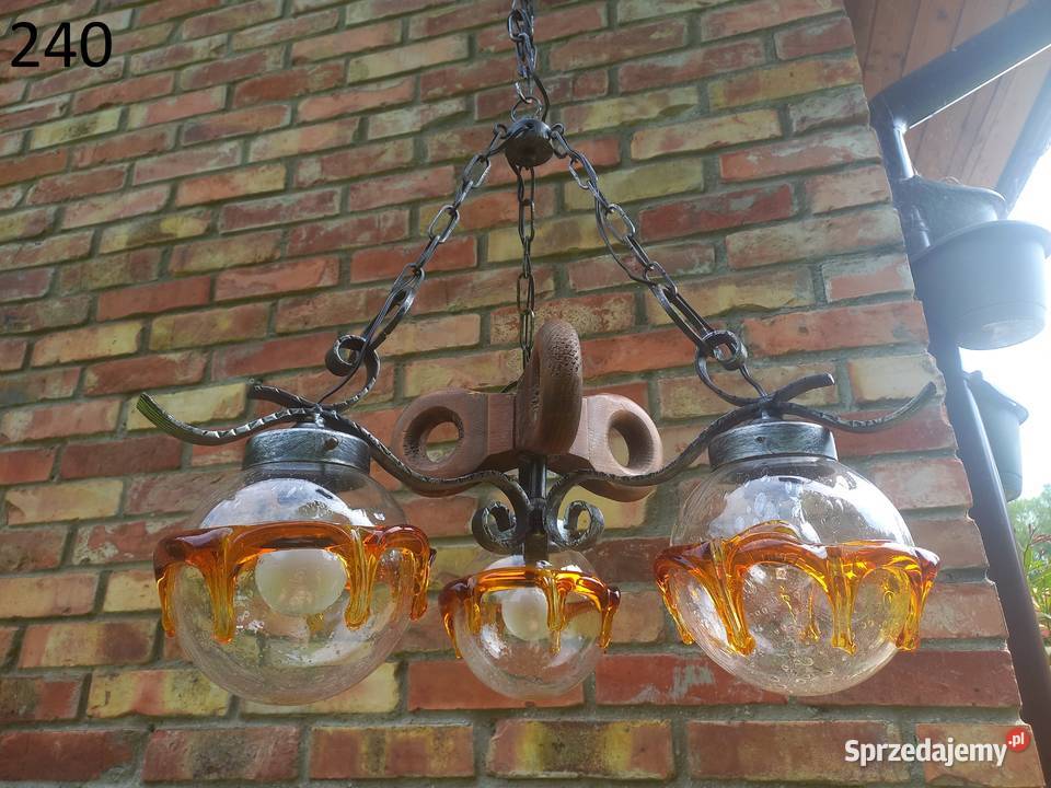 Żyrandol metalowy drewniany 3 punkty światła ze Lampy wiszące Gawroniec