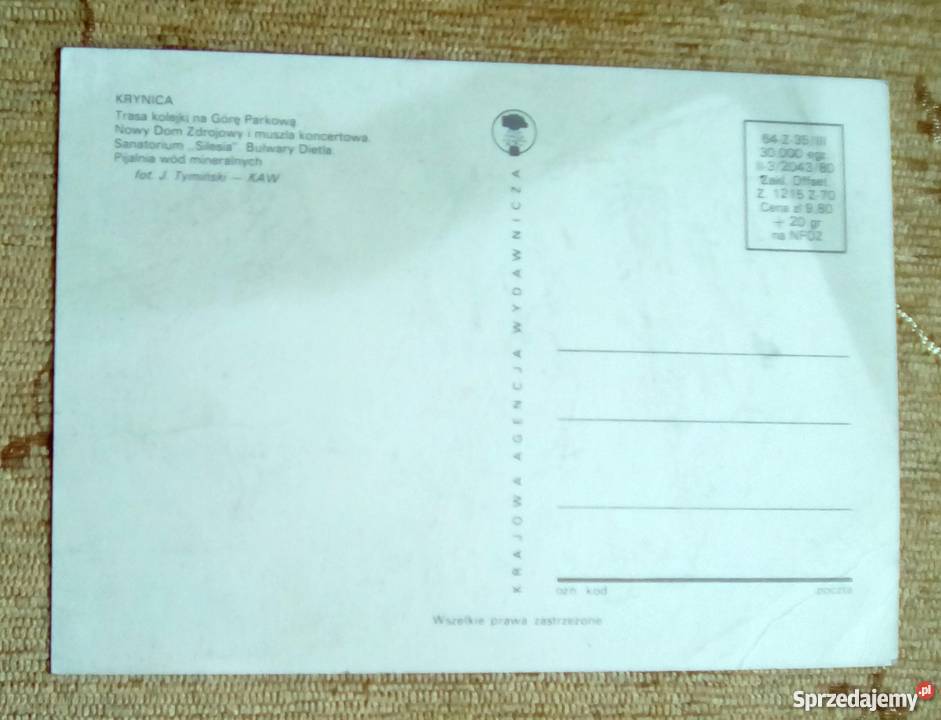 KRYNICA M IN TRASA KOLEJKI NA GÓRĘ PARKOWĄ Antyki, Sztuka, Kolekcje Piszczac