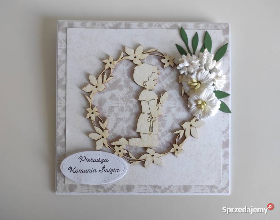 Kartka w pudełku ręcznie robiona Pamiątka Antyki, Sztuka, Kolekcje łódzkie Łódź