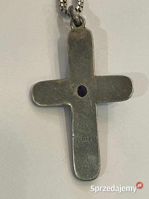 Srebrny Krzyżyk 925 z Ametystem Bali Vintage sprzedam