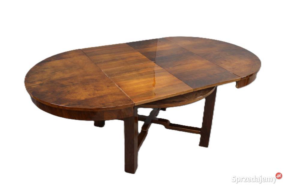 Okrągły stół Art Deco w orzechu renowacji Bydgoszcz