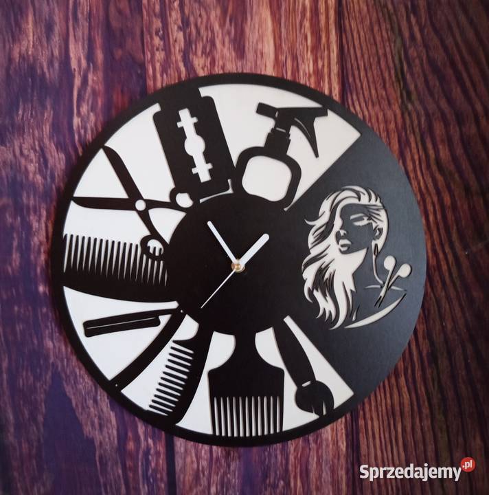 Duży zegar fryzjerski 40 z personalizacją barber Wyposażenie wnętrz Bełchatów
