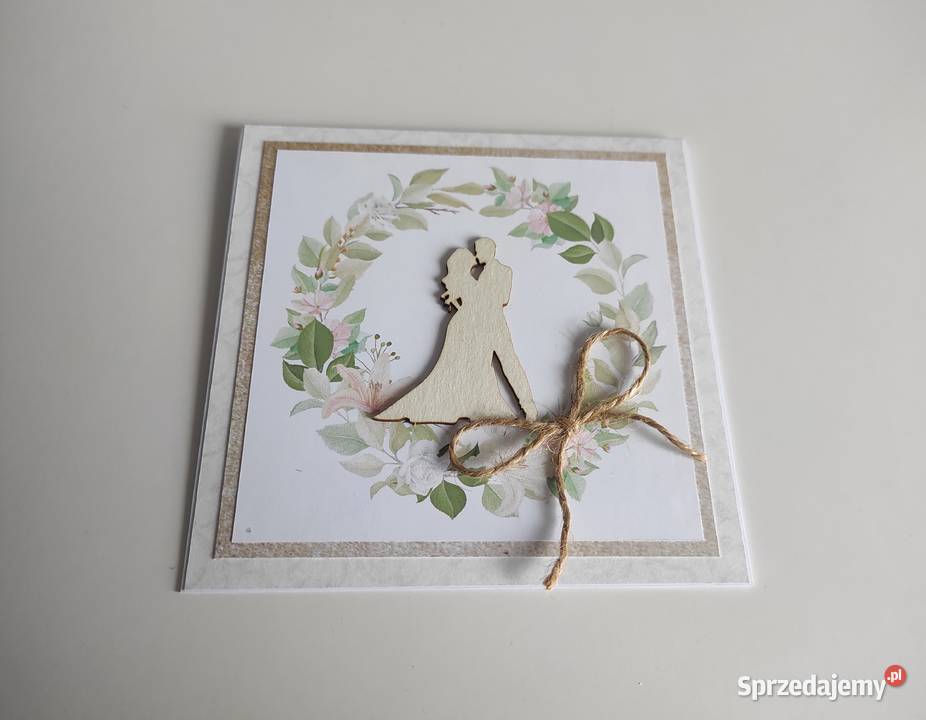 Kartka ręcznie robiona na ślub Para Mloda Łódź sprzedam