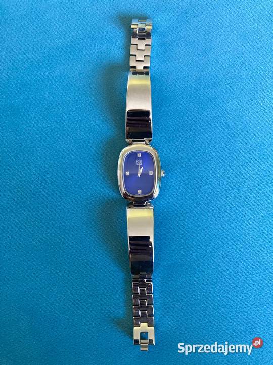 Luksusowy damski srebrny zegarek diamenty Nisko sprzedam