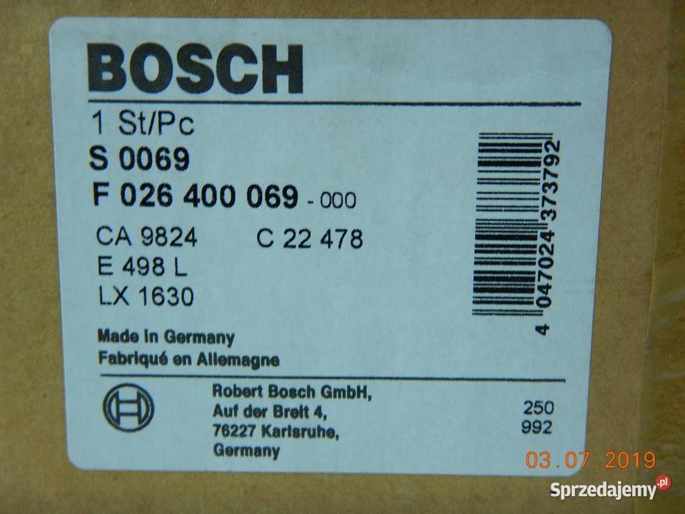 FILTR POWIETRZA DAF LF45 LF 55 01 ASO F026400069