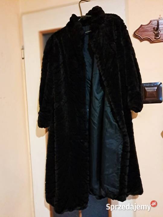 Elegancja Francja Czarne długie futerko Płaszcz zimowy