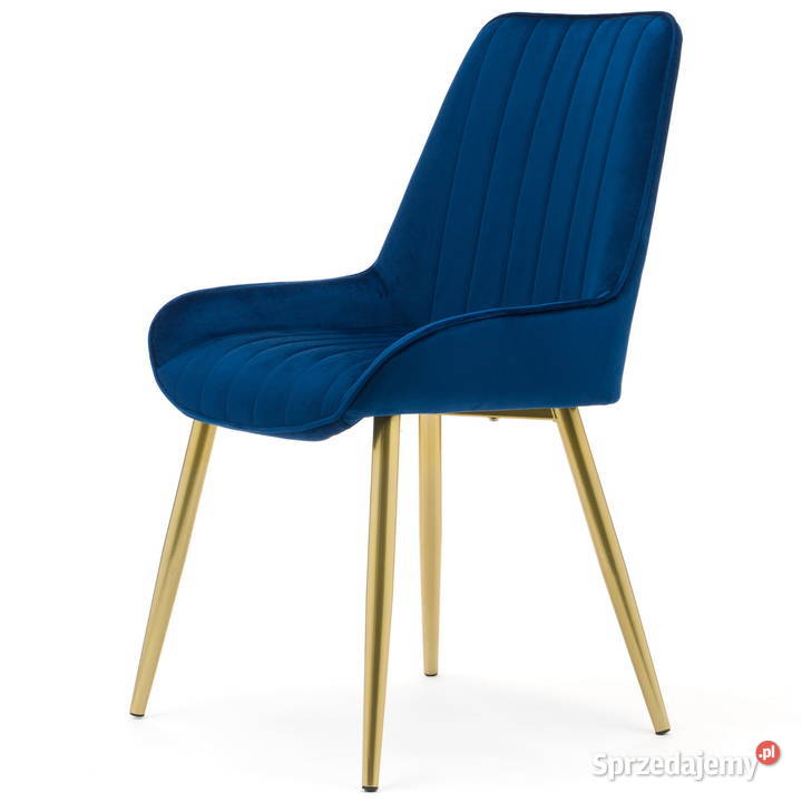 Granatowe Krzesło Luca Złote Nogi Wysyłka 24H 51cm Tarchały Małe