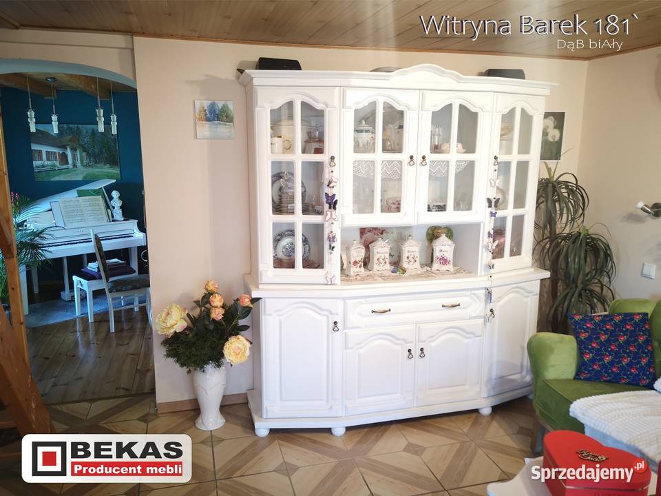 Witryna Barek 181 Stylowa Prowansalska Biały Dąb 180cm Kredensy i witryny Grudziądz