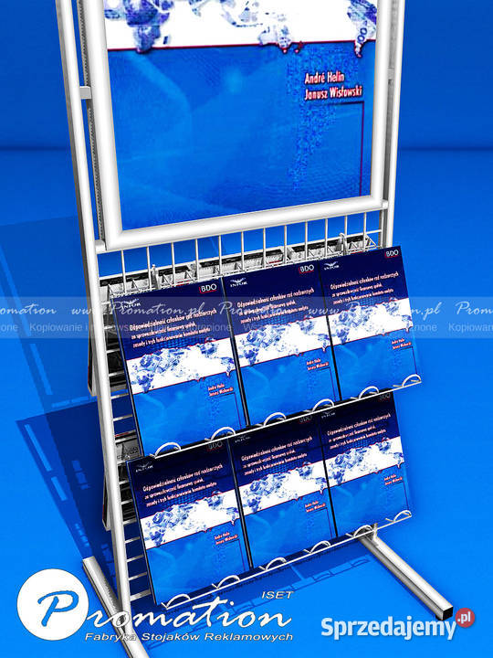 Regał z półką na ulotki i miejscem na plakat do Warszawa