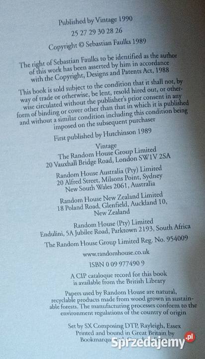 The girl at the Lion Dor Sebastian Faulks pomorskie Gdańsk